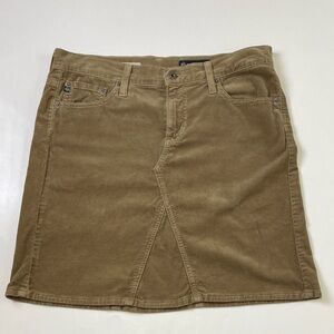 Ag Adriano Goldschmied Mid Box Corduroy Mini Skirt Size 29 Camel Tan Zip Up